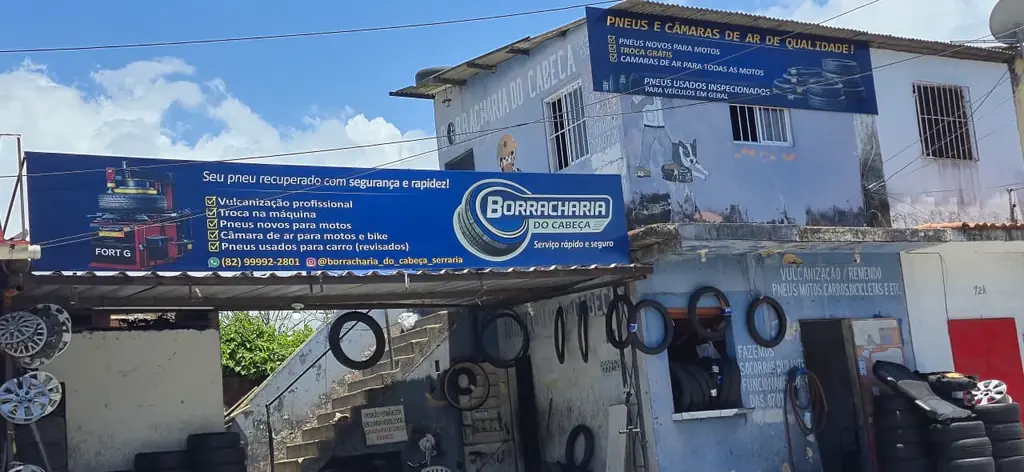 Fachada da Borracharia do Cabeça em Maceió